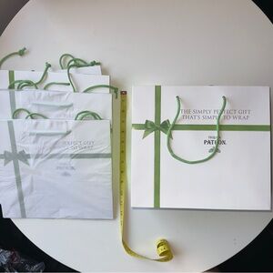 NEW Set of 5 Patron Tequila White and Green Gift Bags Patron